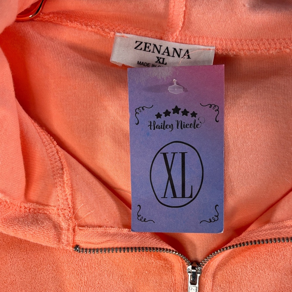 Peach Terry Cloth Hoodie & Shorts Set - Picture 2 of 4